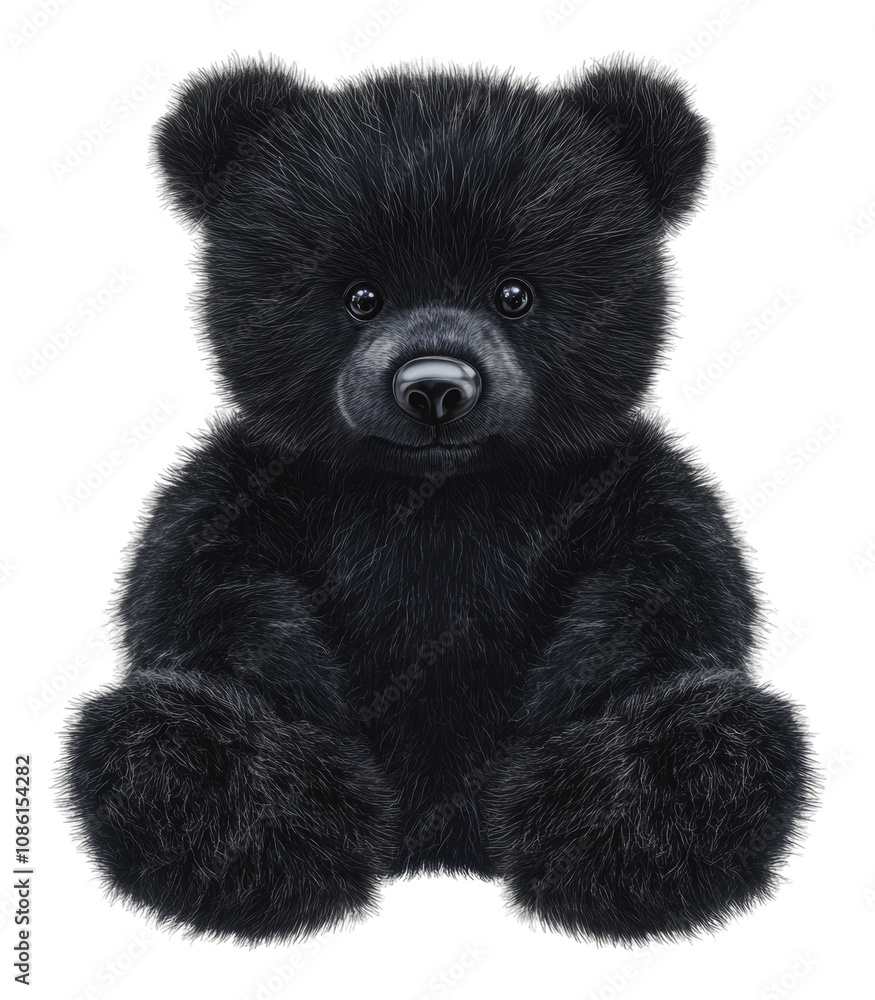 Obraz premium PNG Black bear plush toy on white background