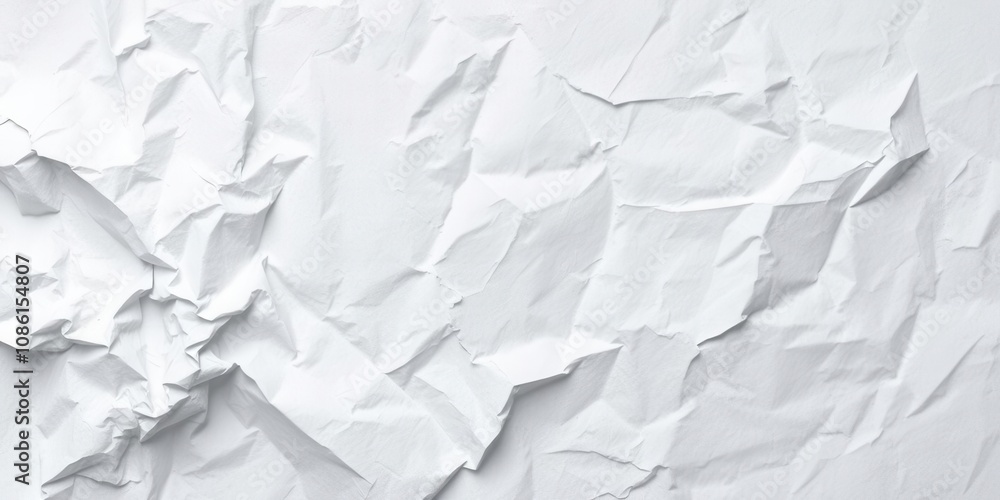 Obraz premium Crumpled white paper with soft creases and folds, adding texture and depth, crumpled, background