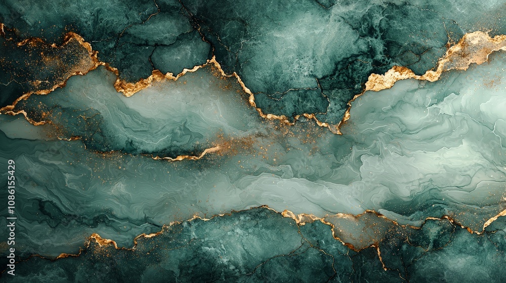 Abstract design featuring swirling teal and gold patterns. Abstract design featuring swirling teal and gold patterns.