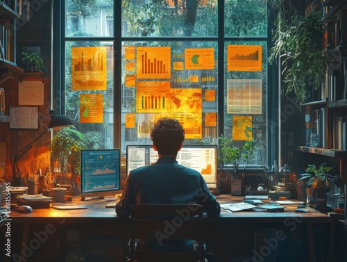 Man sitting at a desk with a computer