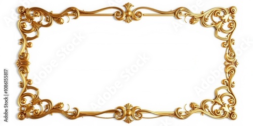 Elegant gold vintage scroll frames on white background, design, frames
