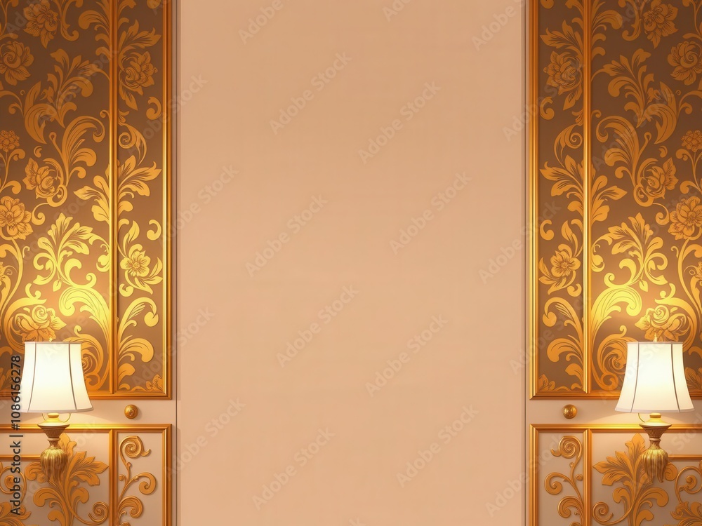 Obraz premium Golden floral wallpaper with a seamless luxury design perfect for adding a touch of elegance to any room, seamless, decoration