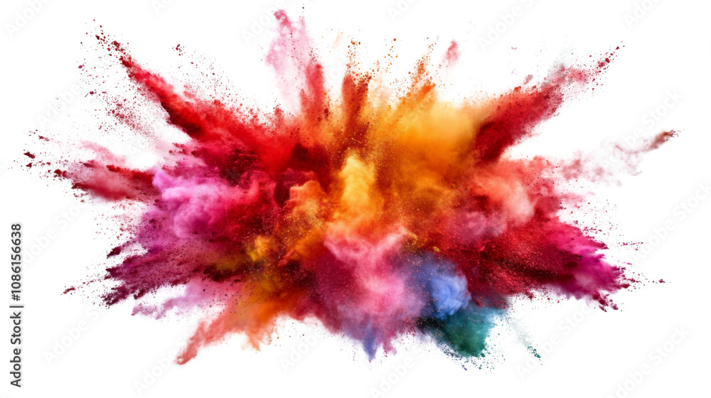 Fototapeta premium Explosion and smoke in rainbow colors transparent background
