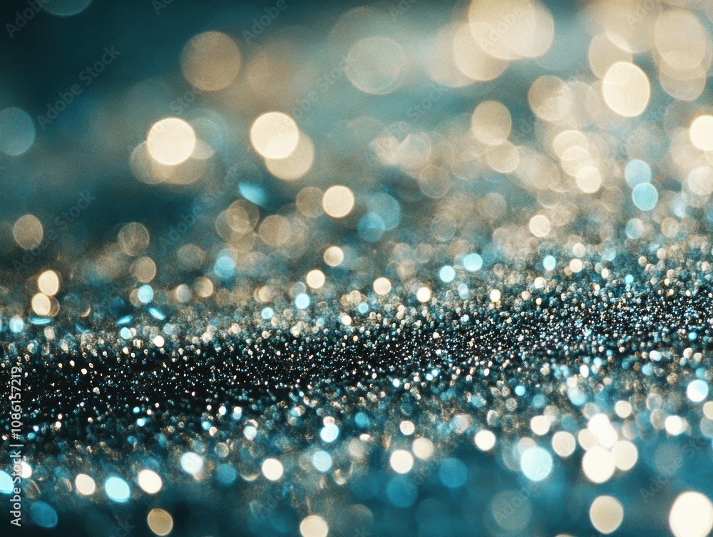 Fototapeta premium Sparkling Teal and Gold: A Festive Bokeh Background