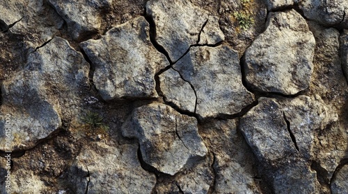 Cracked Rock Surface: A Close-Up View of Nature's Rugged Beauty