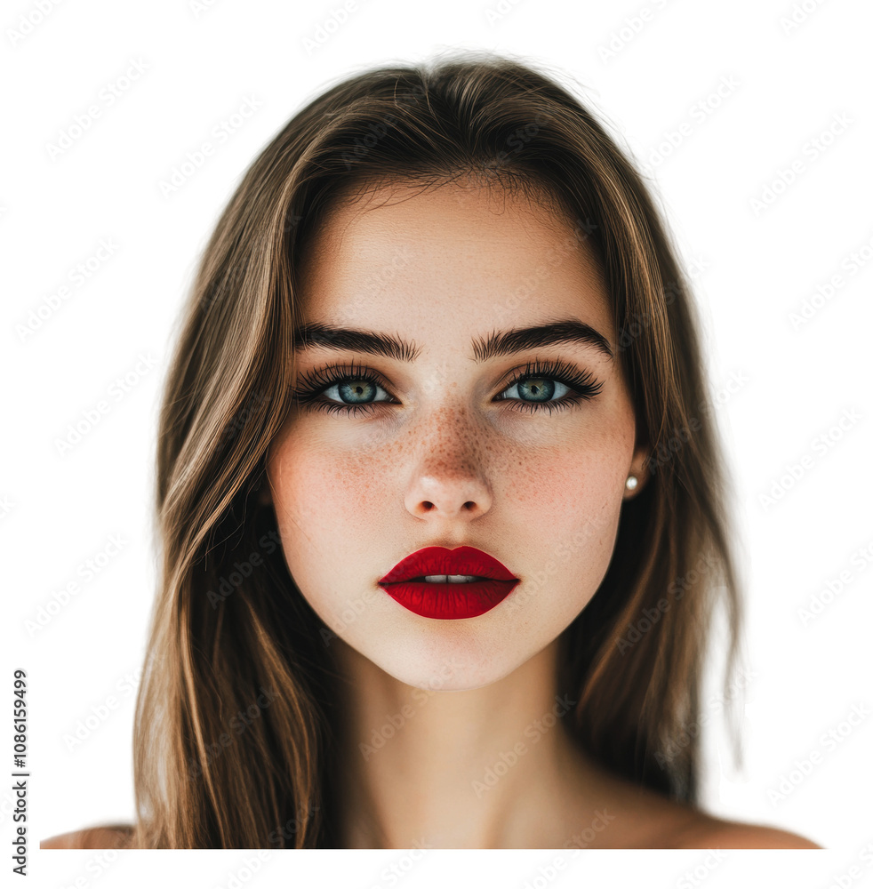 PNG Young woman in bold makeup on white PNG Young woman in bold makeup on white