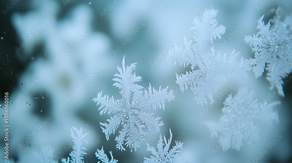 A detailed macro shot of frost patterns on a window