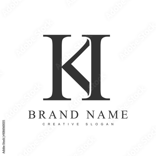 KI trendy logotype template. Initial letter k and i classic font style. Creative logo for company name or identity.