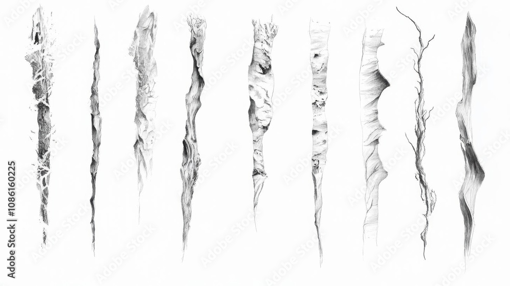 Fototapeta premium Branches of Nature: A Graphite Study of Branch Shapes
