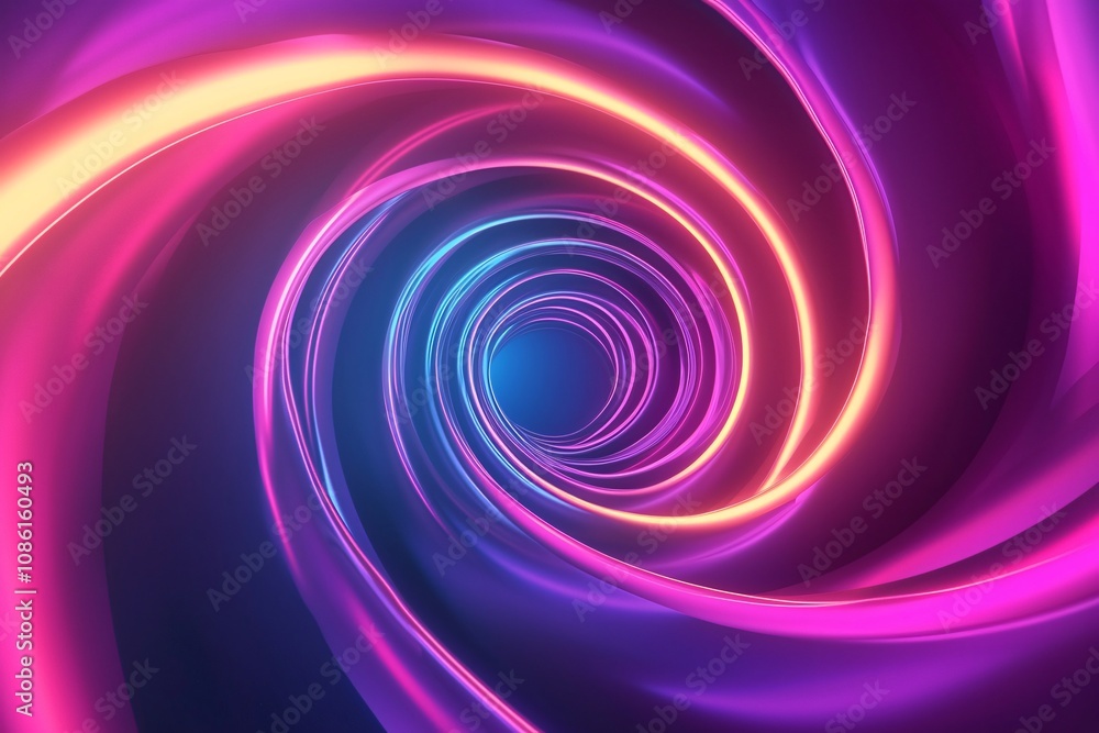 Vibrant Swirling Tunnel of Light in Neon Colors Vibrant Swirling Tunnel of Light in Neon Colors