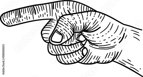 Vintage pointing finger engraving style hand drawn vector