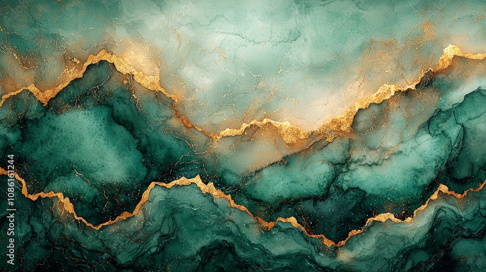 Abstract design featuring teal and gold hues, evoking a sense of elegance and tranquility. Abstract design featuring teal and gold hues, evoking a sense of elegance and tranquility.