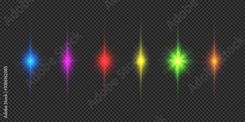 Set of multicolor light effects of lens flares