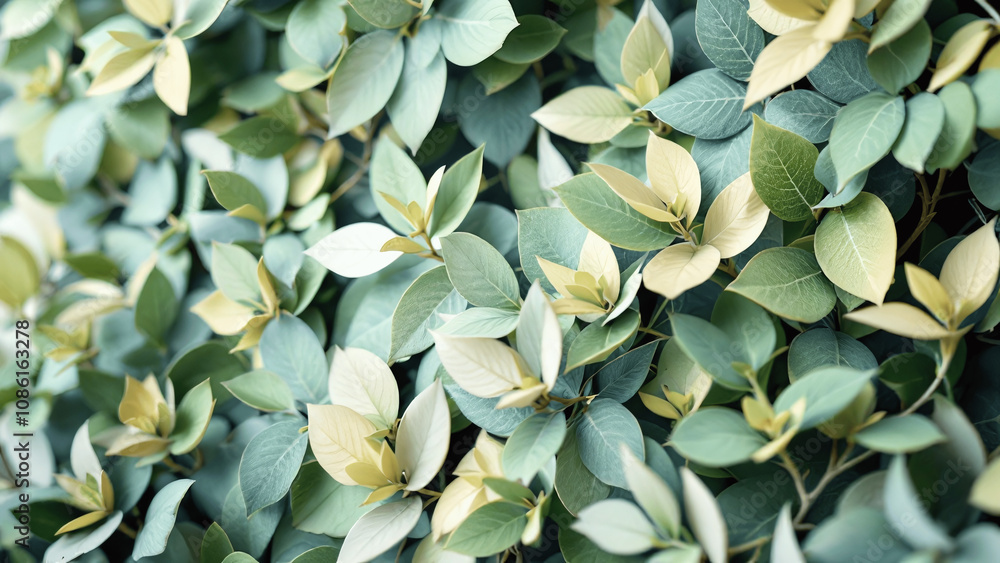Lush green leaves in a close-up view representing freshness and vitality Lush green leaves in a close-up view representing freshness and vitality