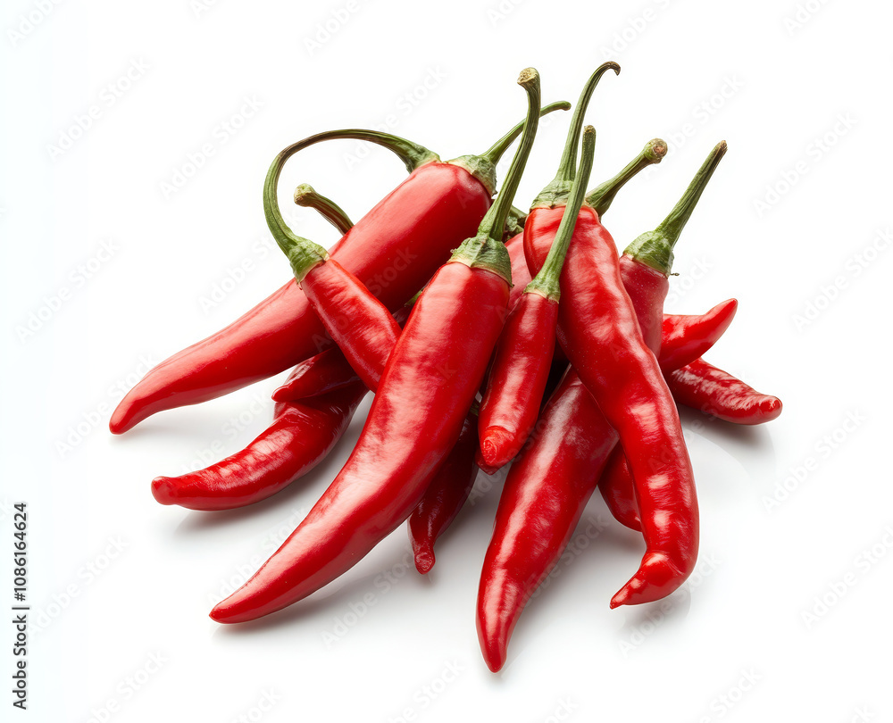 Set of chili peppers, red and hot peppers isolated on white background. Set of chili peppers, red and hot peppers isolated on white background.