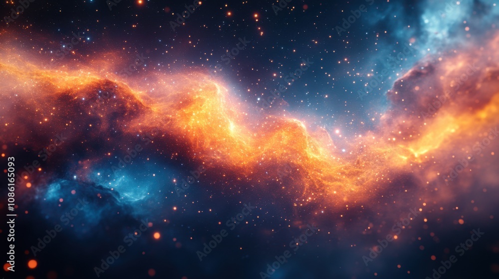 Fototapeta premium Very large cloud of orange and blue stars