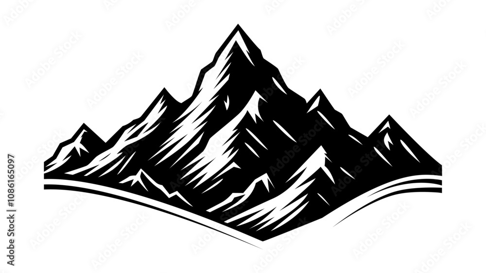 Fototapeta premium Bold Mountain Silhouettes Black Vector Designs for Nature-Inspired Product Banners and Covers