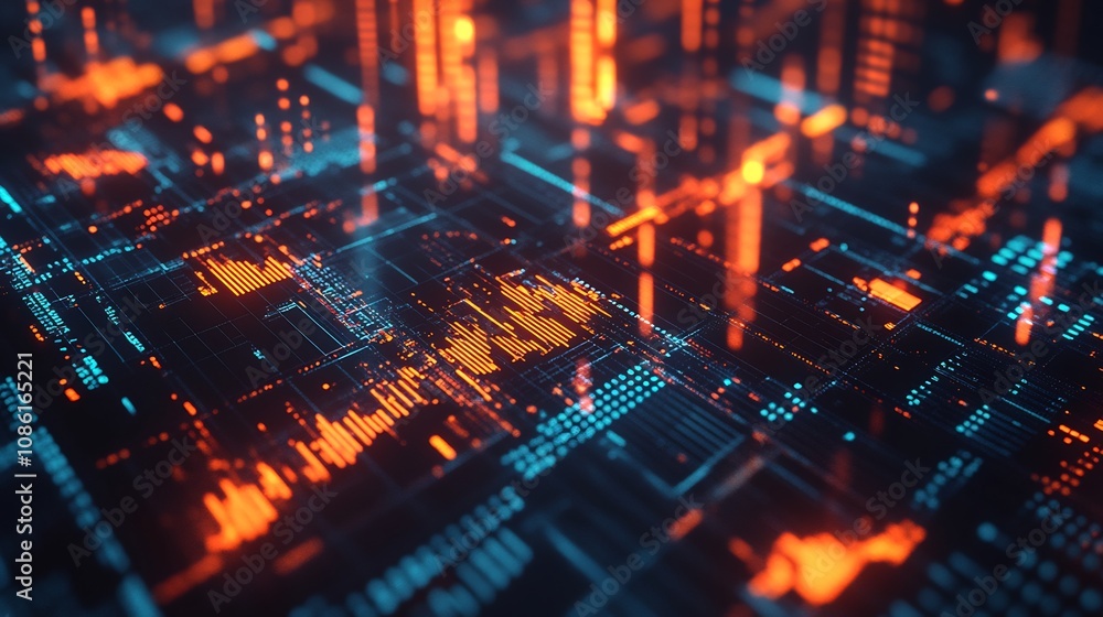Abstract Digital Interface with Orange and Blue Glows Abstract Digital Interface with Orange and Blue Glows
