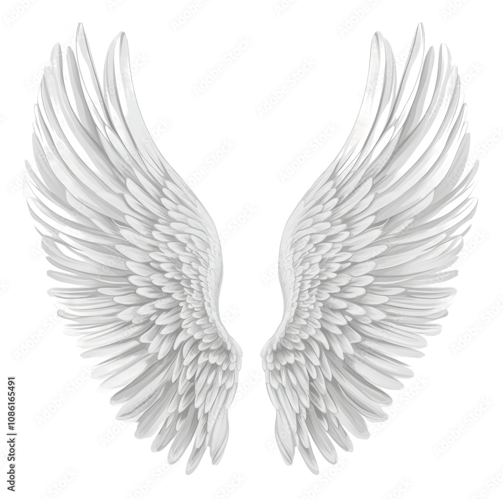 PNG Elegant white angel wings for artistic display PNG Elegant white angel wings for artistic display