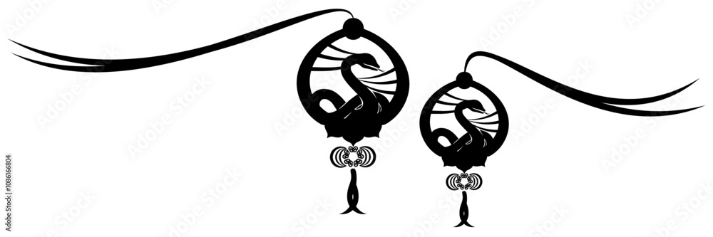illustration of a snake with line art style background red lanterns for new year chinese illustration of a snake with line art style background red lanterns for new year chinese