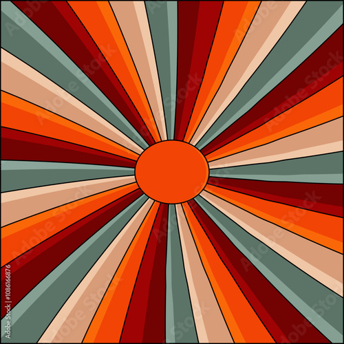 Abstract colorful background. Whirlpool. Radial lines. Clockwork retro swirl, explosion, summer carnival background