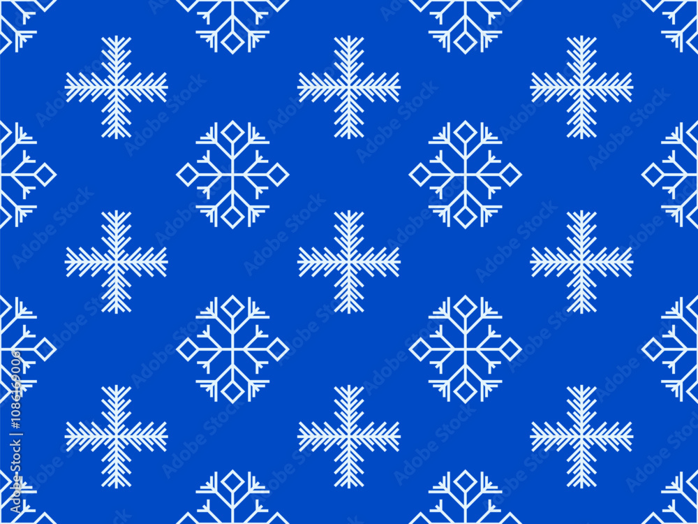 Snowflakes seamless pattern. Winter background with geometric snowflakes of different shapes. Christmas and New Year design for wrapper, banner, and poster. Vector illustration Snowflakes seamless pattern. Winter background with geometric snowflakes of different shapes. Christmas and New Year design for wrapper, banner, and poster. Vector illustration