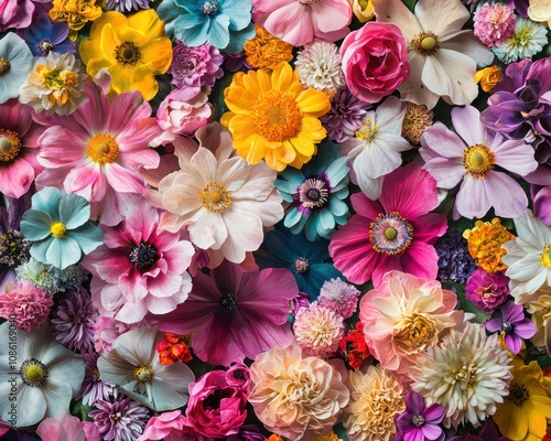 A visually stunning flower-themed wallpaper featuring an assortment blooms in vibrant colors