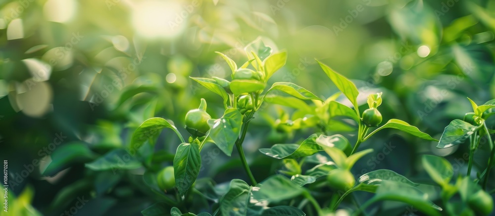 Green Peppers with Blurred Background