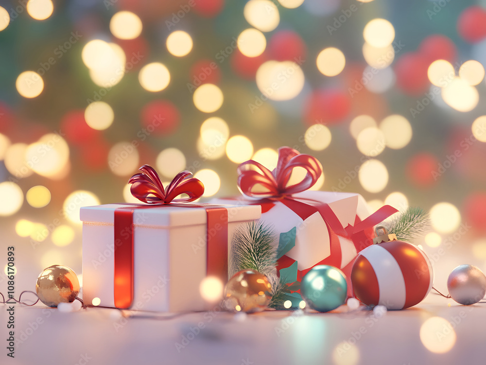 The gift is set against a blurred light and shadow background The gift is set against a blurred light and shadow background