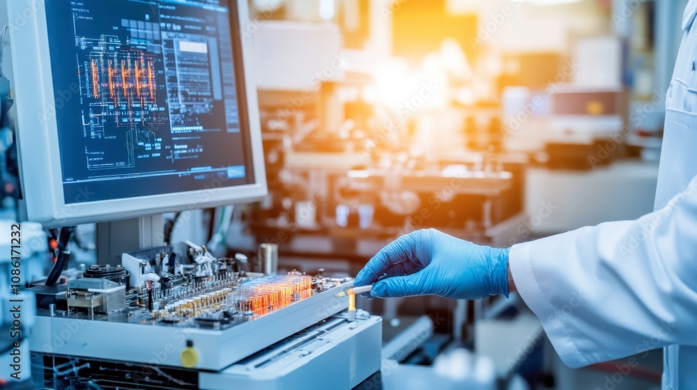 Laboratory Technician Working on Circuit Board Laboratory Technician Working on Circuit Board