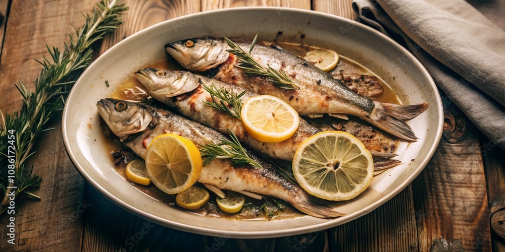Fish dish with lemon. A nutritious dish for home cooking or for lunch in restaurants. Fish dish with lemon. A nutritious dish for home cooking or for lunch in restaurants.