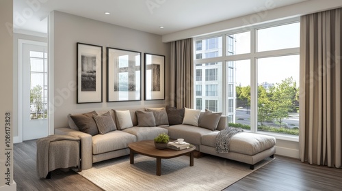 Wallpaper Mural Modern Living Room with Cozy Sofa and Natural Light Torontodigital.ca