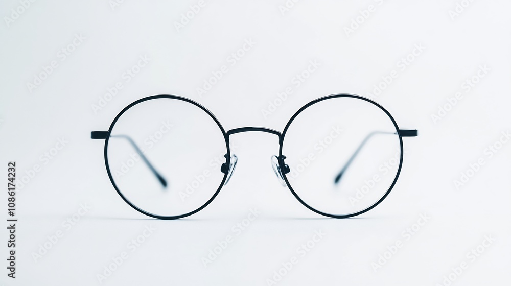 Fototapeta premium Black Round Glasses on a White Background