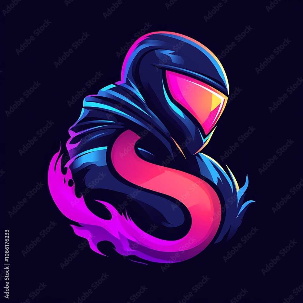 Fototapeta premium Neon Ninja Logo