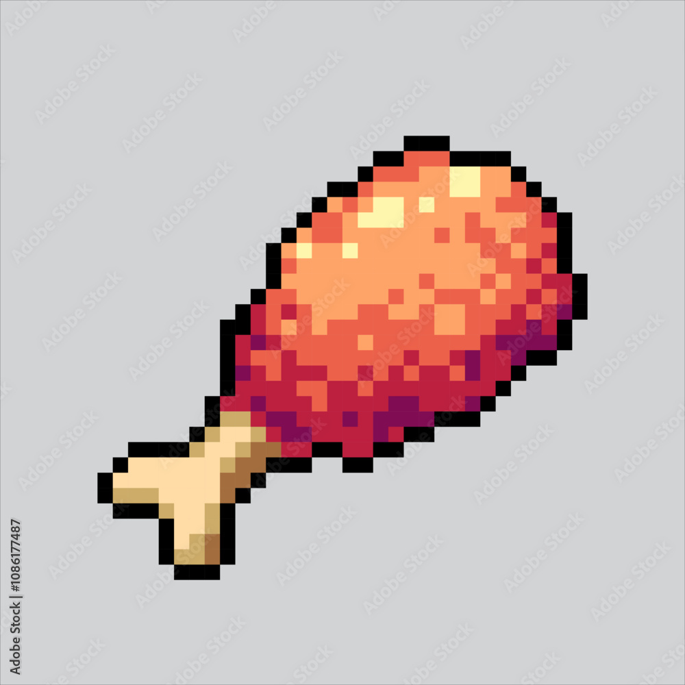 Pixel art illustration Fried Chicken. Pixelated Chicken. Fried Chicken fast junk food Icon pixelated for the pixel art game and icon for website and video game. old school retro. Pixel art illustration Fried Chicken. Pixelated Chicken. Fried Chicken fast junk food Icon pixelated for the pixel art game and icon for website and video game. old school retro.