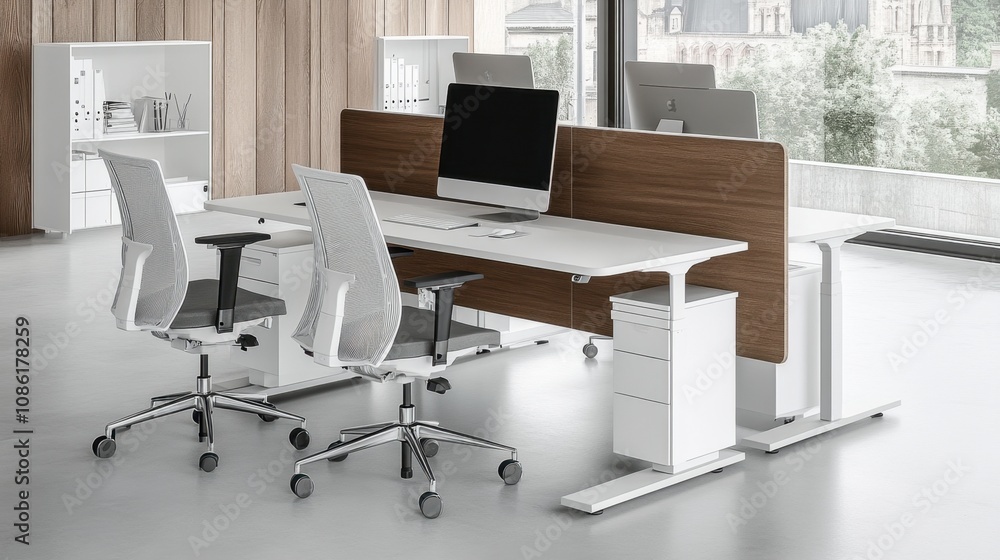 Modern Office Workspace with Sleek Furniture Design Modern Office Workspace with Sleek Furniture Design