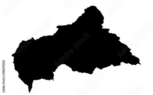A contour map of Central African Republic. Vector graphic illustration on a transparent background with black country's borders