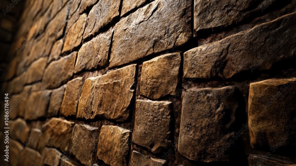Fototapeta premium Textured Stone Wall in Warm Tones