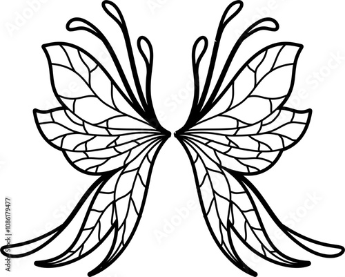 Fairy wings outline vector