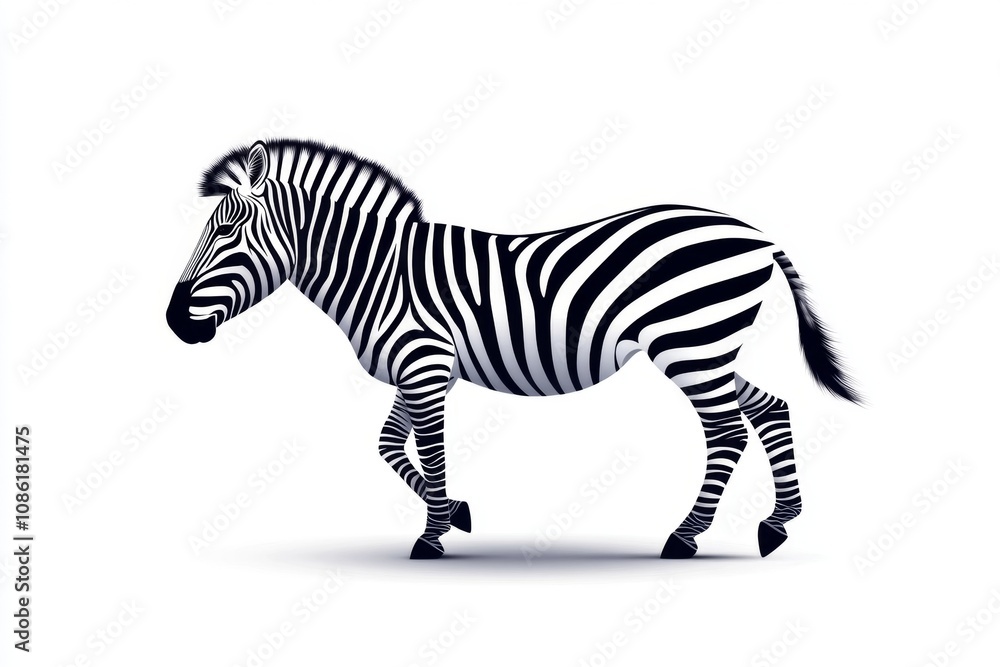 Obraz premium Simple zebra silhouette against a blank background, highlighting elegant curves and stripes