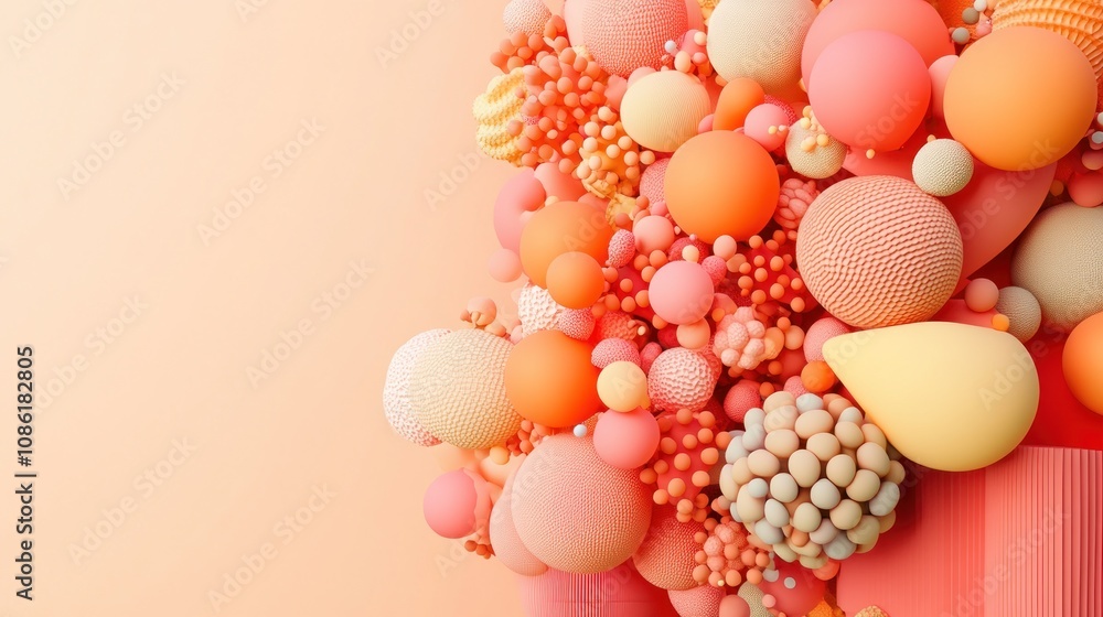 Colorful abstract composition of spheres and shapes on a soft background. Colorful abstract composition of spheres and shapes on a soft background.