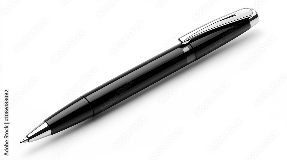 Black Ballpoint Pen on White Background Black Ballpoint Pen on White Background