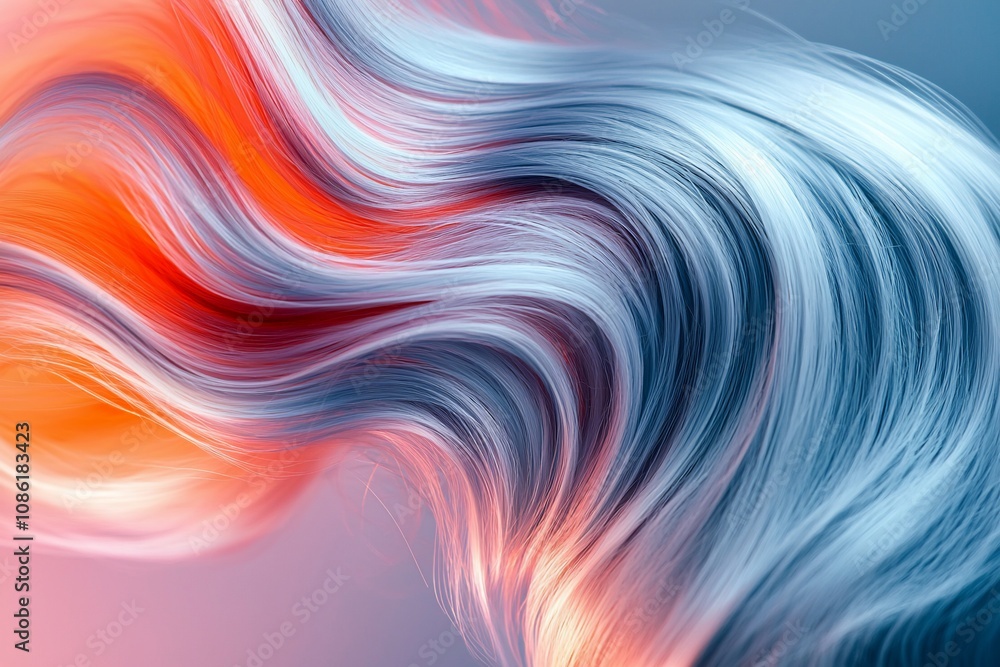 Dynamic Flow: A Blend of Warm and Cool Tones in Abstract Hair-like Patterns Dynamic Flow: A Blend of Warm and Cool Tones in Abstract Hair-like Patterns