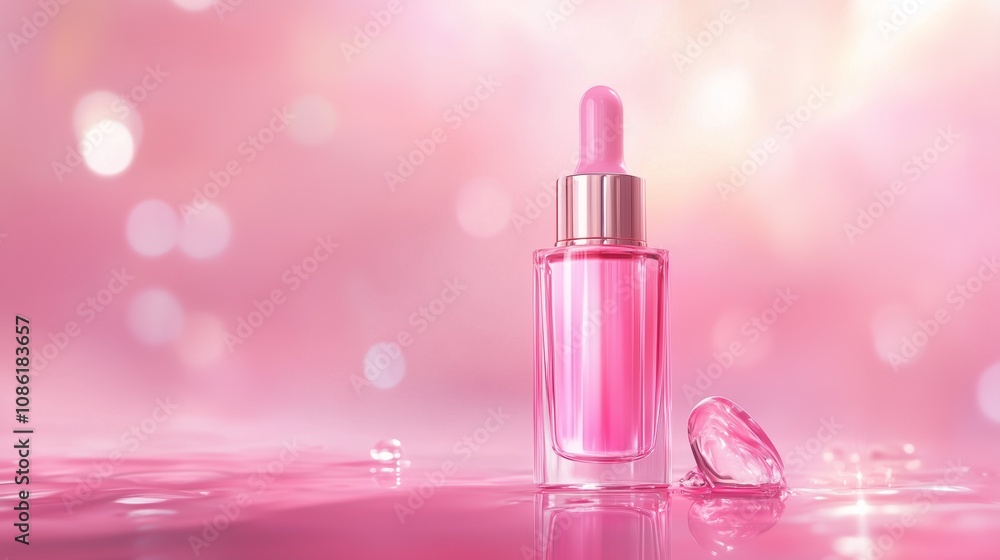 A minimal dropper releasing glowing collagen serum, blending seamlessly with a tranquil pastel background. A minimal dropper releasing glowing collagen serum, blending seamlessly with a tranquil pastel background.