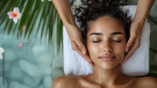 Woman receiving a relaxing massage at a luxury spa surrounded by calming aesthetics