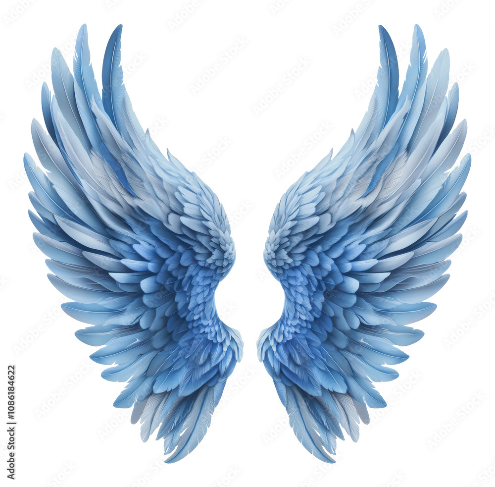 PNG Elegant blue angel wings with detailed feathers PNG Elegant blue angel wings with detailed feathers