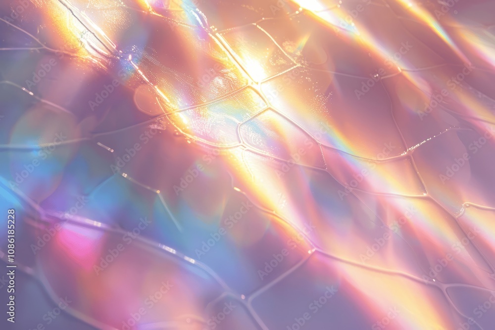 Obraz premium Rainbow Light Refraction Abstract Background with Holographic Texture