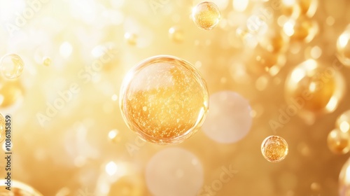 Luxurious collagen oil beads glowing softly against a smooth pastel palette, embodying elegance.