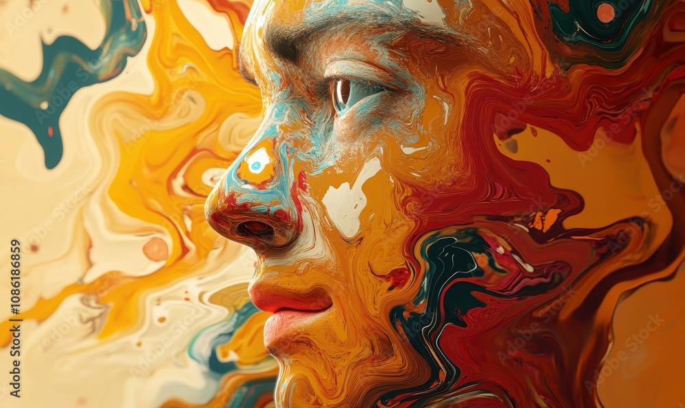 Surreal portrait of person with abstract thoughts image Surreal portrait of person with abstract thoughts image