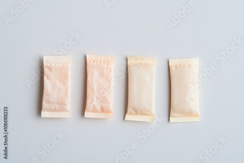 Small White Sachets of Non-Tobacco Product with Various Flavors on Light Background photo